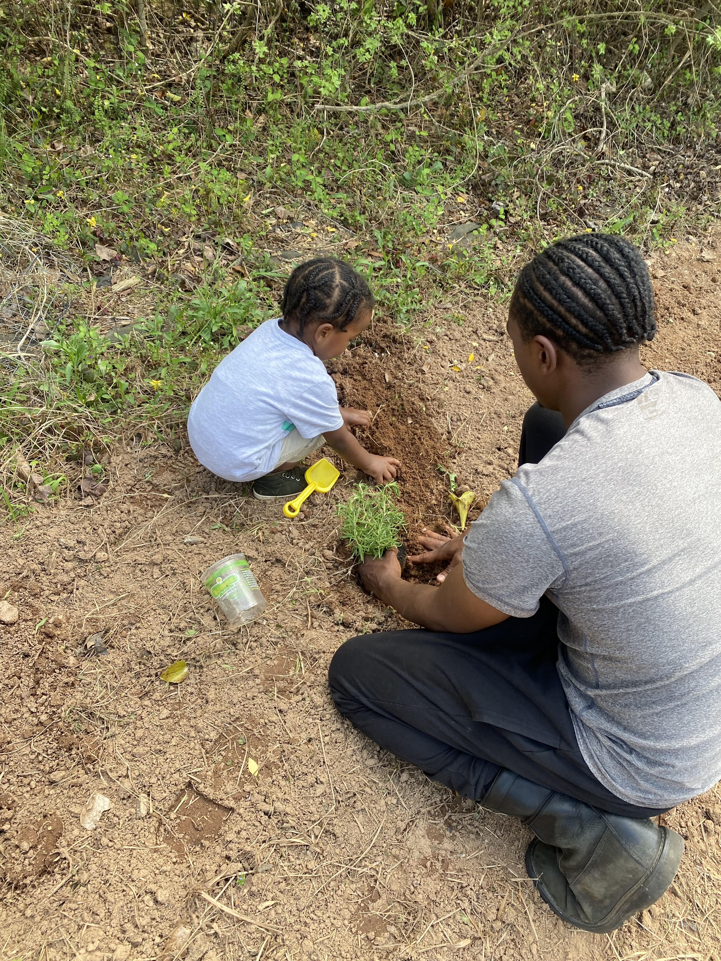 Father and son planting and community workforce development